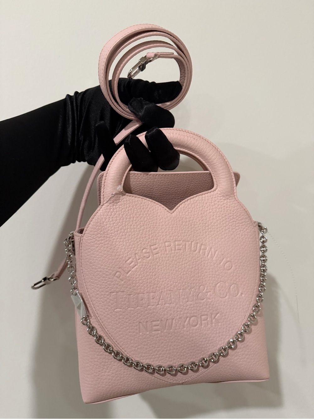 Tiffany & Co. Pastel Pink Heart-Shaped Leather Crossbody